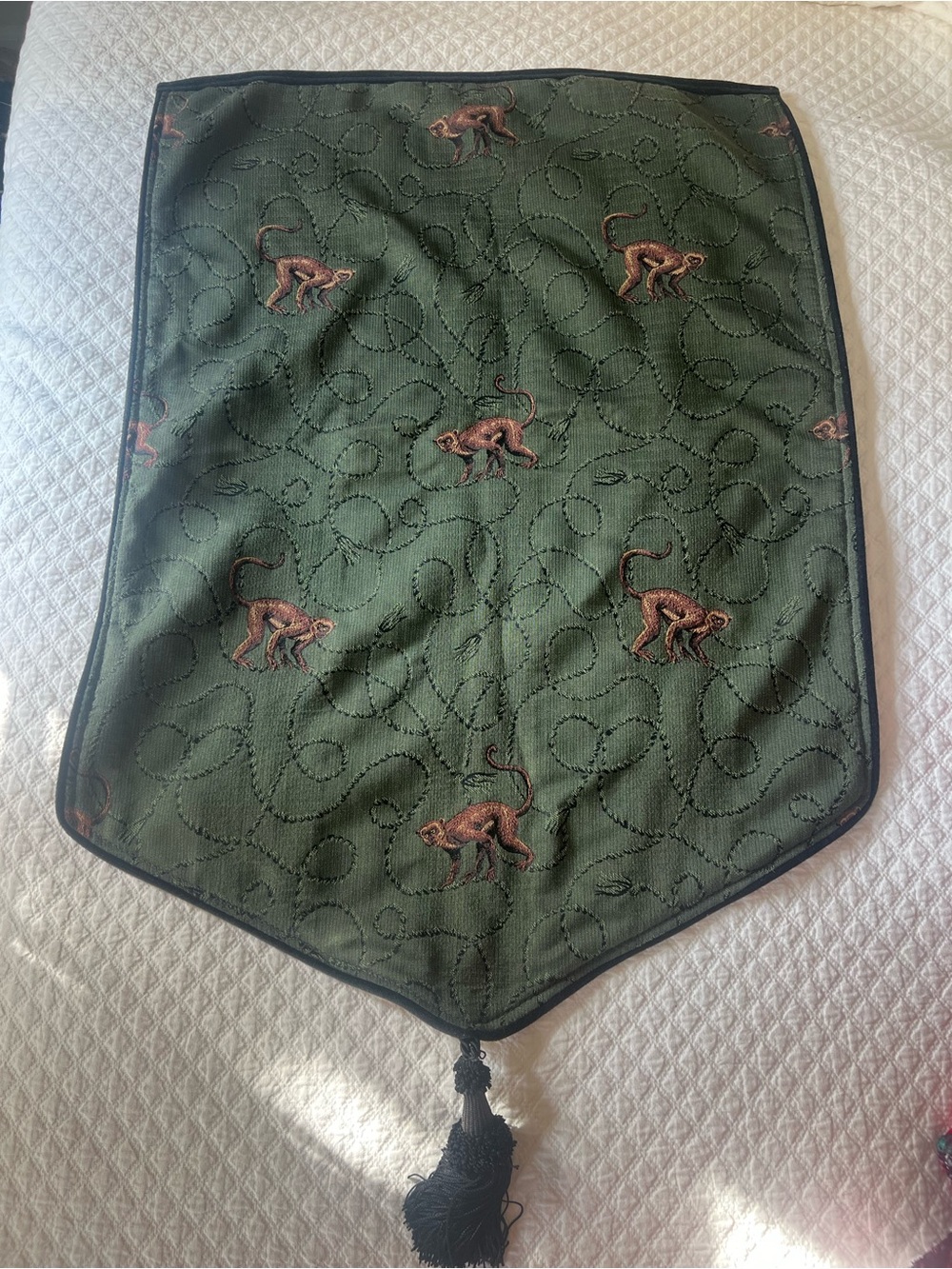 Jacquard Vintage Embroidered Toile Monkey Animal Print Tapestry